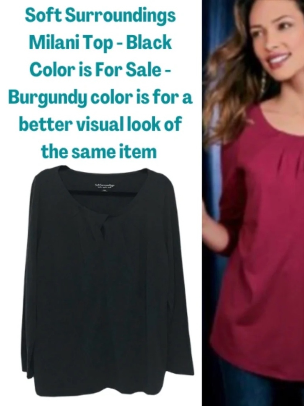 Soft Surroundings Black Long Sleeve Milani Top by - BRAND NEW AND & SEALED  XL
